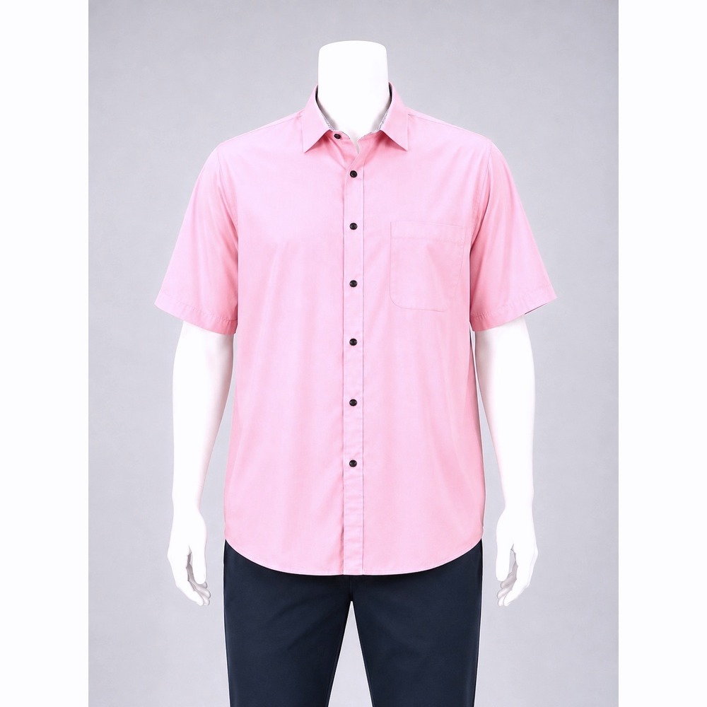 Flex Mens Short Sleeve Quiet Luxury Pink  Old Money Dress Shirt XL Tall Italy